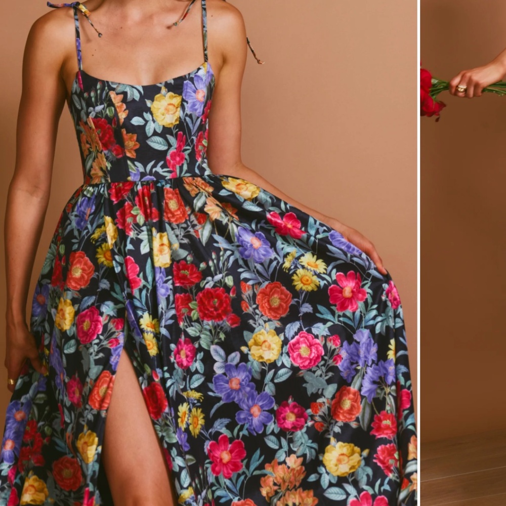 Show me your mumu Juliet Maxi Dress Charm Peony Black Taffeta